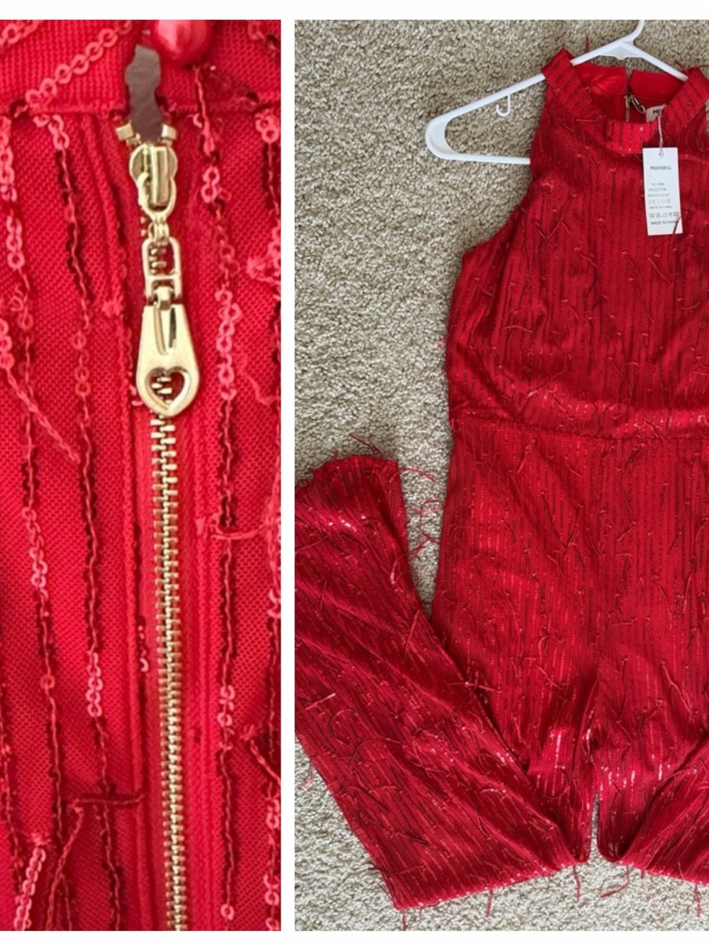 💃NWT Red Sequin Halter Jumpsuit